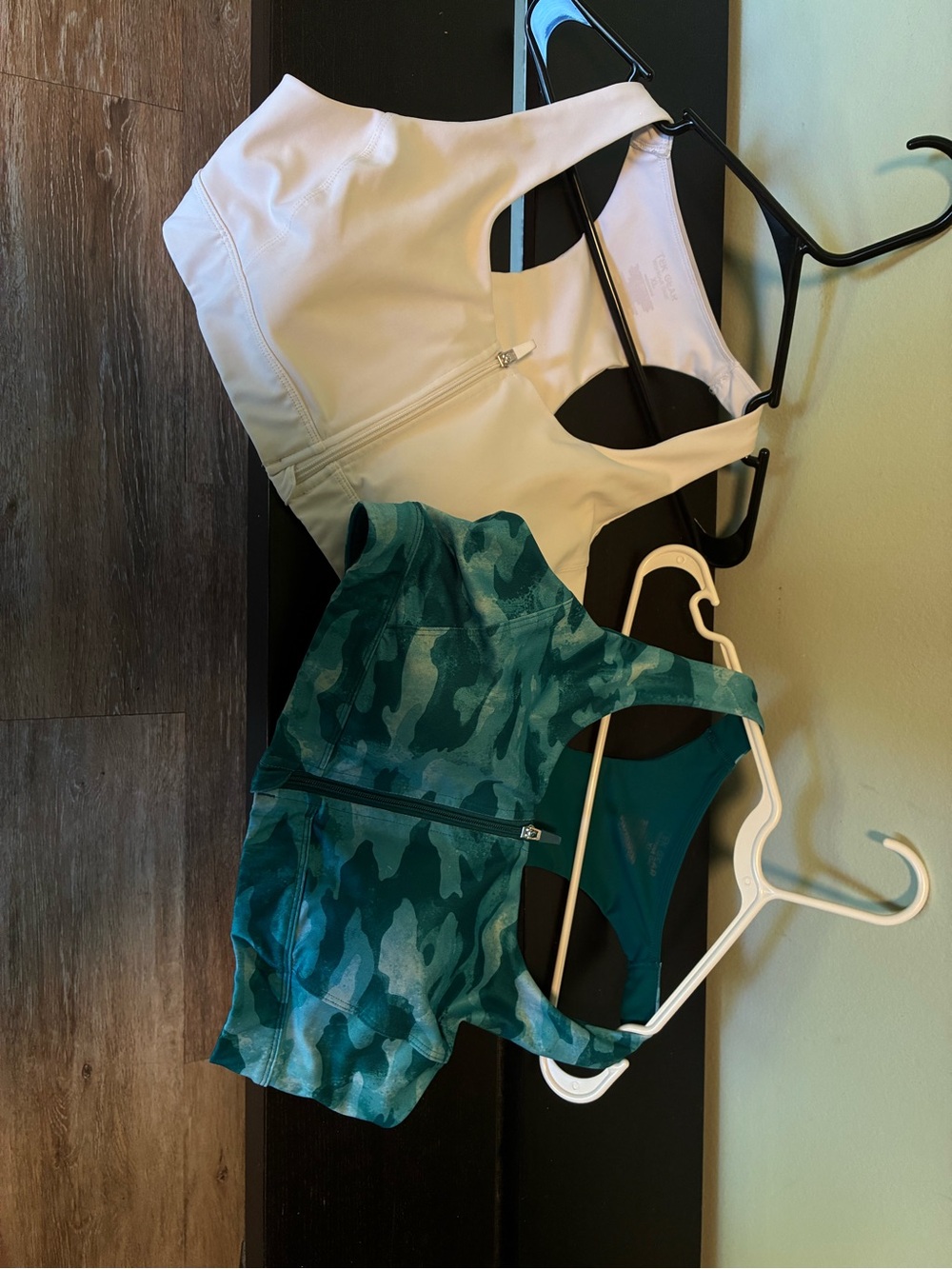 tek gear White and Teal Camo Zip-Front Sports Bras (2-Pack)